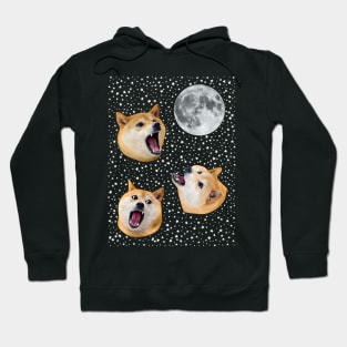 Three Doge Night Howling at the Moon Hoodie